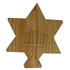 Menorah 6 1/4" Oak Star of David