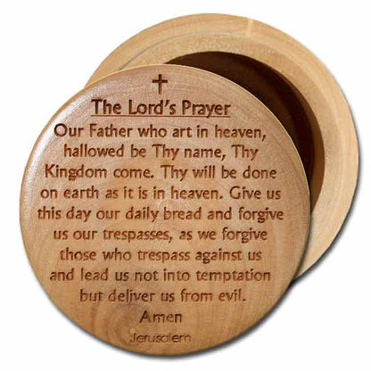 The Lord's Prayer Handcrafted Olive Wood Keepsake Box from Bethlehem, Israel