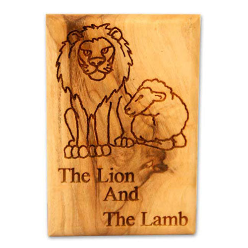 Lion & Lamb Olive Wood Magnet