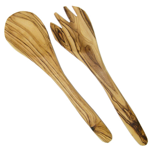 Olive Wood Serveware Set - Spoon & Fork