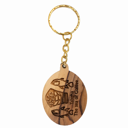 Tabgha Oval Olive Wood Keychain