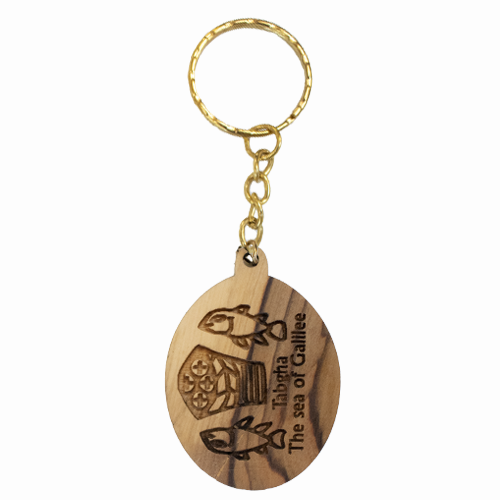 Tabgha Oval Olive Wood Keychain