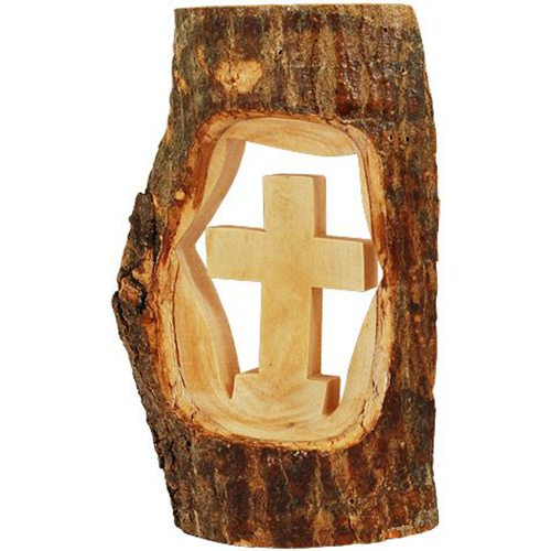 Cross Carved in Olive Wood Branch