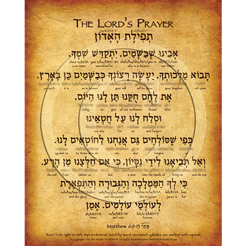 the lords prayer in hebrew and english 