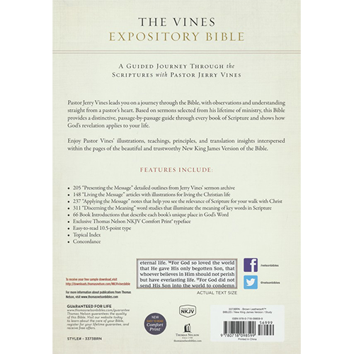 NKJV Vines Expository Bible-Large Print