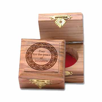 Pray for the Peace of Jerusalem Square Olive Wood Box